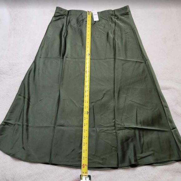 New women's S J Crew Gwyneth slip midi skirt in Utility Green - Picture 9 of 10